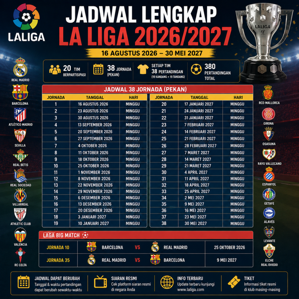 Jadwal Lengkap La Liga 2026/2027