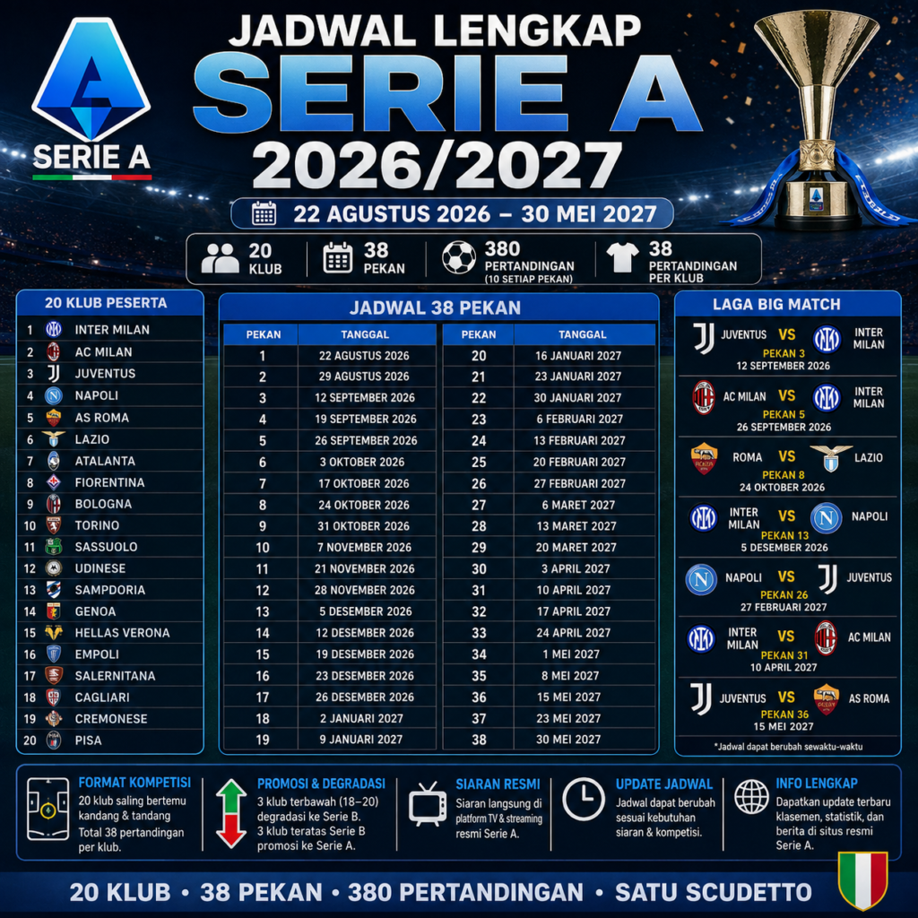 Jadwal Lengkap Serie A 2026/2027